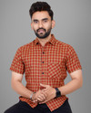 Tyzlo Men Checkered Casual Orange Shirt