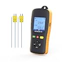 Tzone Dual Channel Thermocouple Data Logger K Type, USB Temperature Logger with Probe High Temp Recorder for K/T/J Sensor, Digital Thermometer Recording with 61440 Group for HVAC Lab Industrial Oven