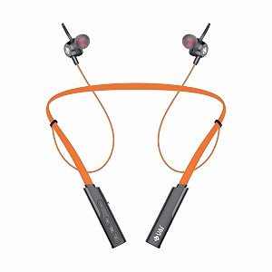 uampi melody 48 hrs battery backup bluetooth neckband with sound equalizer quick charge and media control orange