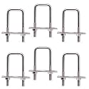 U Bolts 1 Inch Wide, 70mm Length M6 Stainless Steel Square Tube Clamps with Nut and Plate (6 Set)