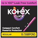 U by Kotex Click Compact Tampons, Regular, 128 Count, 8 Packs of 16