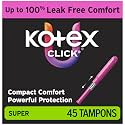 U by Kotex Click Compact Tampons, Super, Unscented, 45 Count