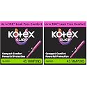 U by Kotex Click Compact Tampons, Super Absorbency, Unscented, 45 Count (Pack of 2)