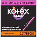 U by Kotex Click Compact Tampons, Super Plus, 192 Count, 6 Packs of 32