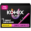 U by Kotex Click Compact Tampons, Regular, Unscented, 45 Count