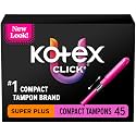 U by Kotex Click Compact Tampons, Super Plus, Unscented, 45 Count