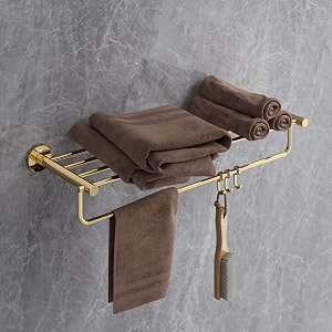 usf bathroom towel organizer  24 inch 304 stainless steel rack  pvd gold finish  corrosion resistant  space efficient storage  25 years warranty  pack of 1