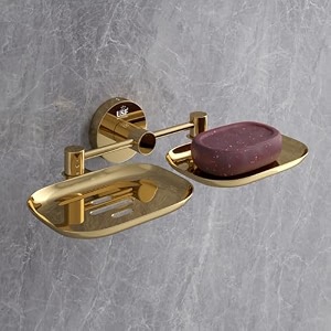 usf bathroom soap dish holder 304 stainless steel double soap stand for wash basin area wall mounted bathroom utility accessory gold pvd finish 25 years warranty- puma