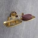 USF Bathroom Soap Dish Holder, 304 Stainless Steel Double Soap Stand for Wash Basin Area, Wall Mounted Bathroom Utility Accessory, Gold PVD Finish, 25 Years Warranty- Puma