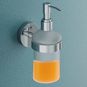 usf bathroom soap dispenser with wall mounted design glass bottle handwash pump for wash basin amp sink use smooth press pump action chrome finish pack of 1