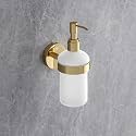 USF Elegant Wall Mount Soap Dispenser, Liquid Handwash Pump with Glass Bottle for Bathroom & Wash Basin Use, Compact Bathroom Wall Accessories(PVD Gold Finish, Pack of 1)