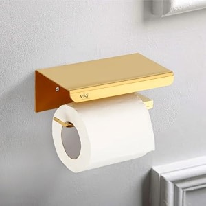 usf square bathroom tissue roll holder 304 stainless steel toilet paper holder for bathroom use wall mounted tissue paper stand gold finish 3 years warranty  pack of 4