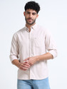 U.S. Pitchers Men Solid Casual Beige Shirt