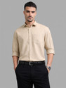 U.S. Pitchers Men Solid Formal Beige Shirt