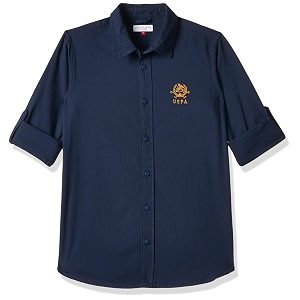 us polo assn boy39s cotton regular fit convertible cuff solid shirt