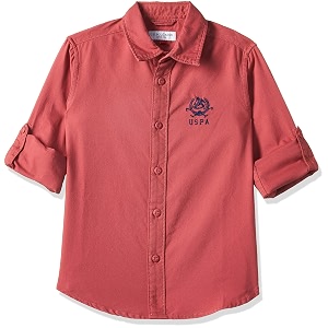 us polo assn boy39s cotton regular fit convertible cuff solid shirt