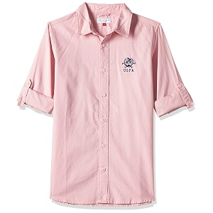 us polo assn boy39s cotton regular fit convertible cuff solid shirt