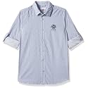 U.S. POLO ASSN. Boys Pinstripe Cotton Shirt (UKSHTR0022_White_11 Years-12 Years)