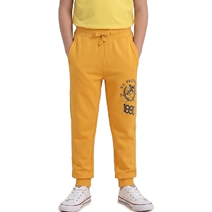 us polo assn knitted cotton joggers for boys - mid rise regular fit brand printed joggers for kids