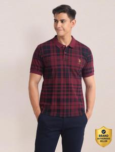 U.S. POLO ASSN. Checkered Men Polo Neck