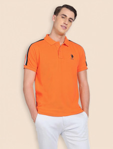 us polo assn colorblock men polo neck orange t-shirt