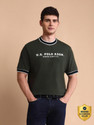U.S. Polo Assn. Denim Co. Men Graphic Print Crew Neck Pure Cotton Green T-Shirt