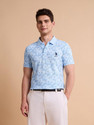 U.S. POLO ASSN. Men Floral Print Polo Neck Pure Cotton Blue T-Shirt