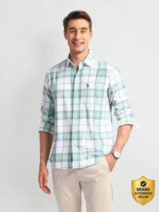 U.S. POLO ASSN. Men Checkered Casual Green