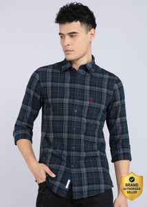 U.S. POLO ASSN. Men Checkered Casual Green
