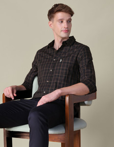 U.S. POLO ASSN. Men Checkered Casual Brown