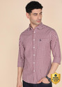 U.S. POLO ASSN. Men Checkered Casual Maroon