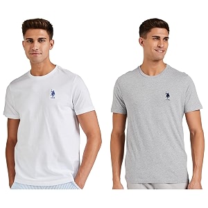 us polo assn men cotton crew neck embroidered logo i633 lounge regular fit t-shirt  pack of 2