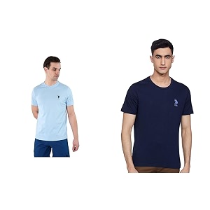 us polo assn men cotton crew neck embroidered logo i633 lounge regular fit t-shirt  pack of 2
