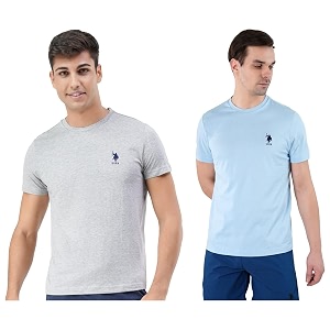 us polo assn men cotton crew neck embroidered logo i633 lounge regular fit t-shirt  pack of 2