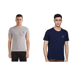 us polo assn men cotton crew neck embroidered logo i633 lounge regular fit t-shirt  pack of 2