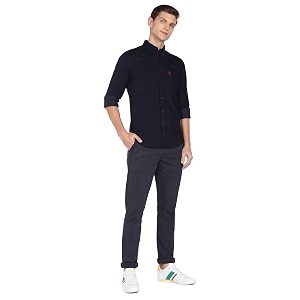 U.S. Polo ASSN. Men Cotton Solid Tailored