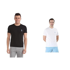 us polo assn men cotton crew neck embroidered logo i633 lounge regular fit t-shirt  pack of 2