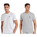 U.S. POLO ASSN. Men Cotton Crew Neck Embroidered Logo I633 Lounge Regular Fit T-Shirt () (Pack of 2)