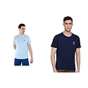 U.S. POLO ASSN. Men Cotton Crew Neck Embroidered Logo I633 Lounge Regular Fit T-Shirt () (Pack of 2)