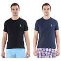 U.S. POLO ASSN. Men Cotton Crew Neck Embroidered Logo I633 Lounge Regular Fit T-Shirt () (Pack of 2)