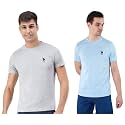 U.S. POLO ASSN. Men Cotton Crew Neck Embroidered Logo I633 Lounge Regular Fit T-Shirt () (Pack of 2)