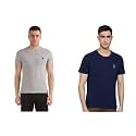 U.S. POLO ASSN. Men Cotton Crew Neck Embroidered Logo I633 Lounge Regular Fit T-Shirt () (Pack of 2)