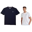 U.S. POLO ASSN. Men Cotton Crew Neck Embroidered Logo I633 Lounge Regular Fit T-Shirt () (Pack of 2)