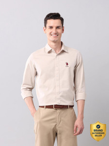 U.S. POLO ASSN. Men Solid Casual Beige