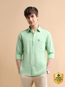 U.S. POLO ASSN. Men Solid Casual Green