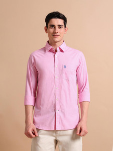U.S. POLO ASSN. Men Solid Casual Pink