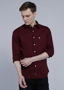 U.S. POLO ASSN. Men Solid Casual Maroon