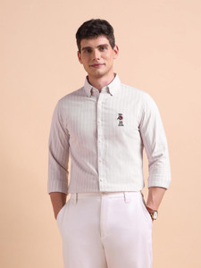 U.S. POLO ASSN. Men Striped Casual Beige