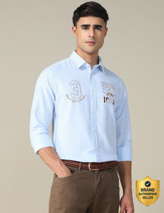 U.S. POLO ASSN. Men Striped Casual Blue