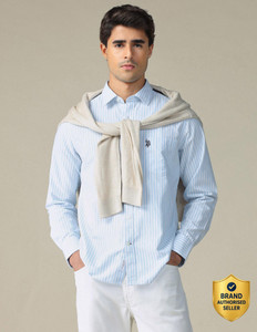 U.S. POLO ASSN. Men Striped Casual Blue